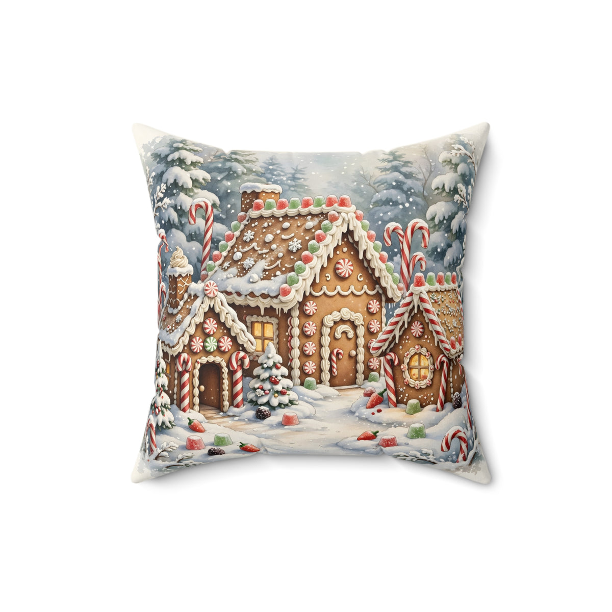 Gingerbread Village Throw Pillow – Style 2