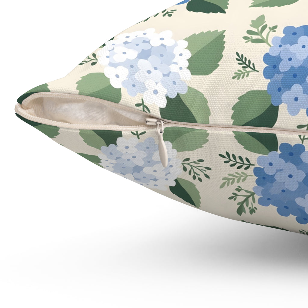 Hydrangea Blue Floral Pattern Throw Pillow