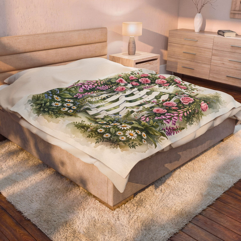 Cottage Garden Gate Velveteen Plush Blanket – Style 2