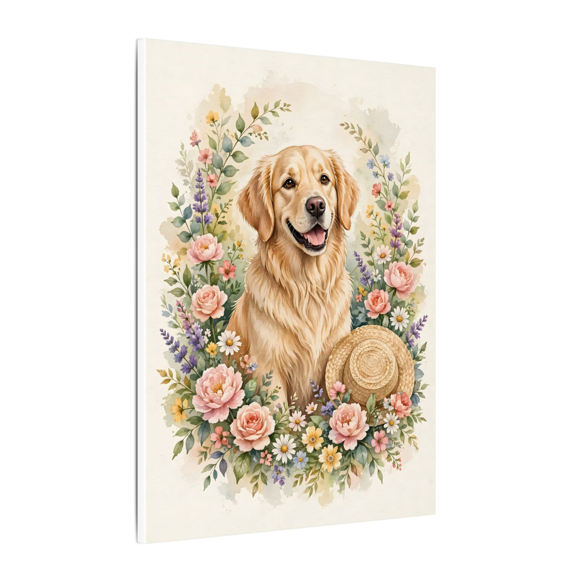 Golden Retriever in the Garden Canvas Wall Art
