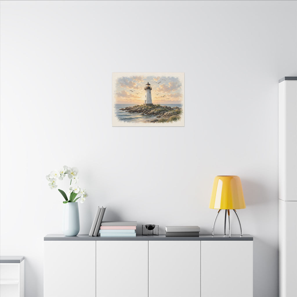 Lighthouse at Golden Hour Canvas Wall Art – Style 2