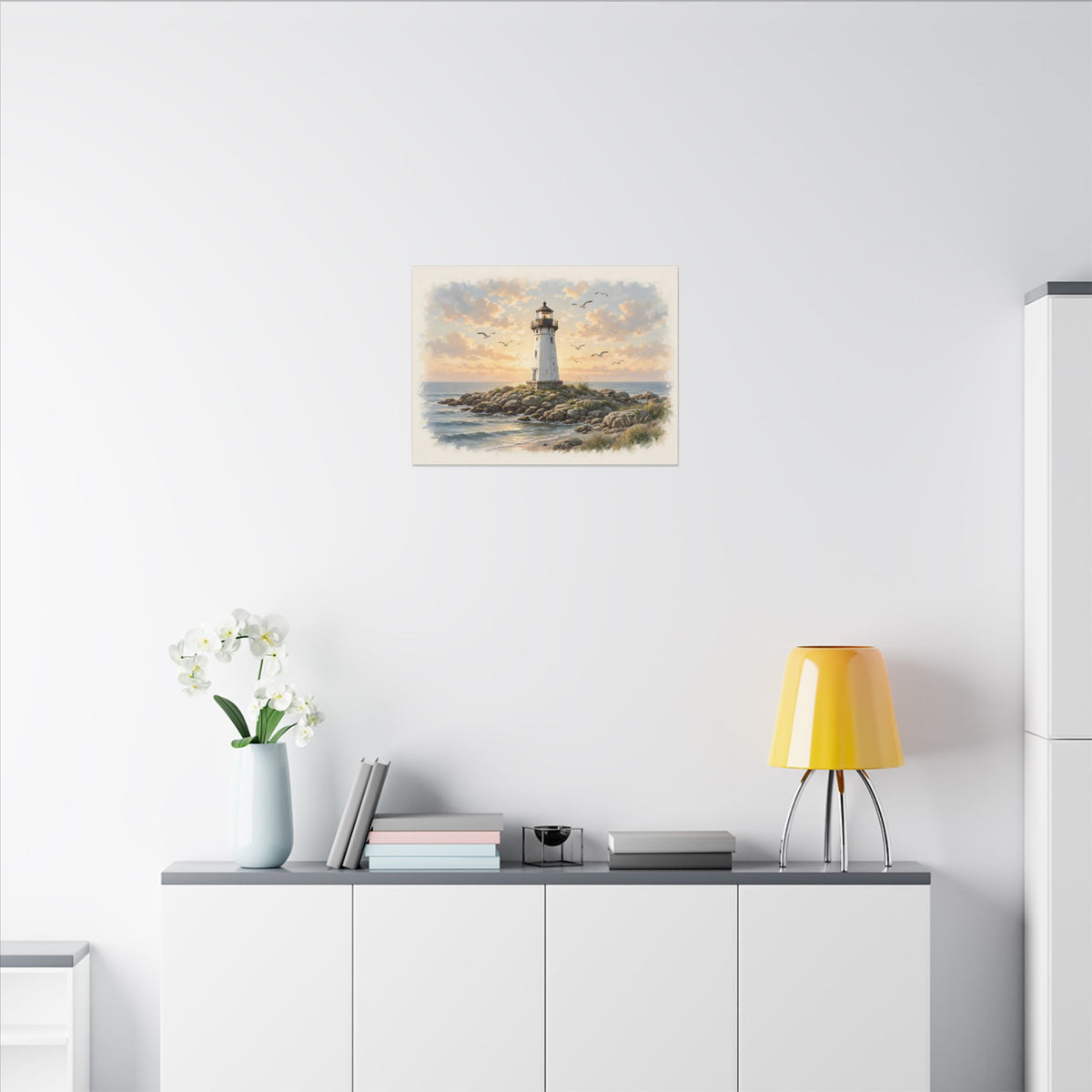 Lighthouse at Golden Hour Canvas Wall Art – Style 2