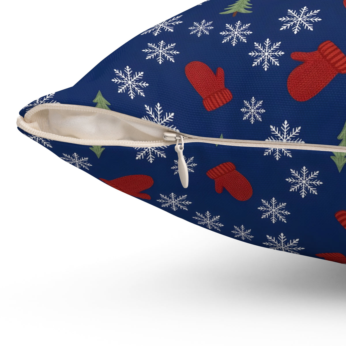 Snowflakes and Mittens Pattern Throw Pillow