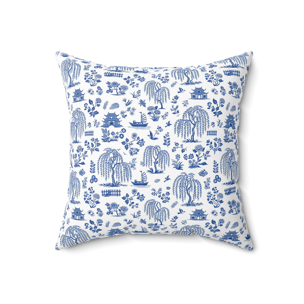 Blue Willow China Pattern Throw Pillow