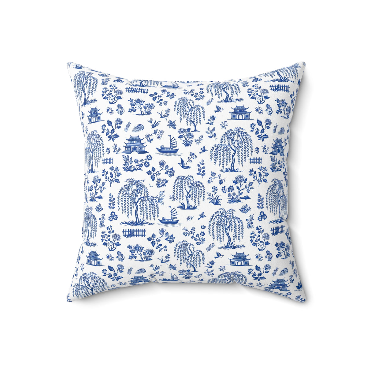 Blue Willow China Pattern Throw Pillow