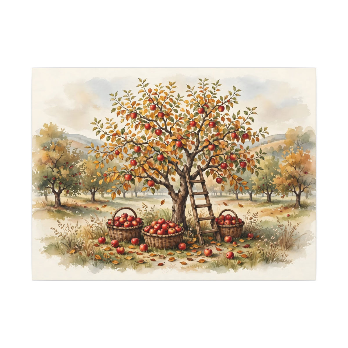 Apple Orchard in Autumn Canvas Wall Art