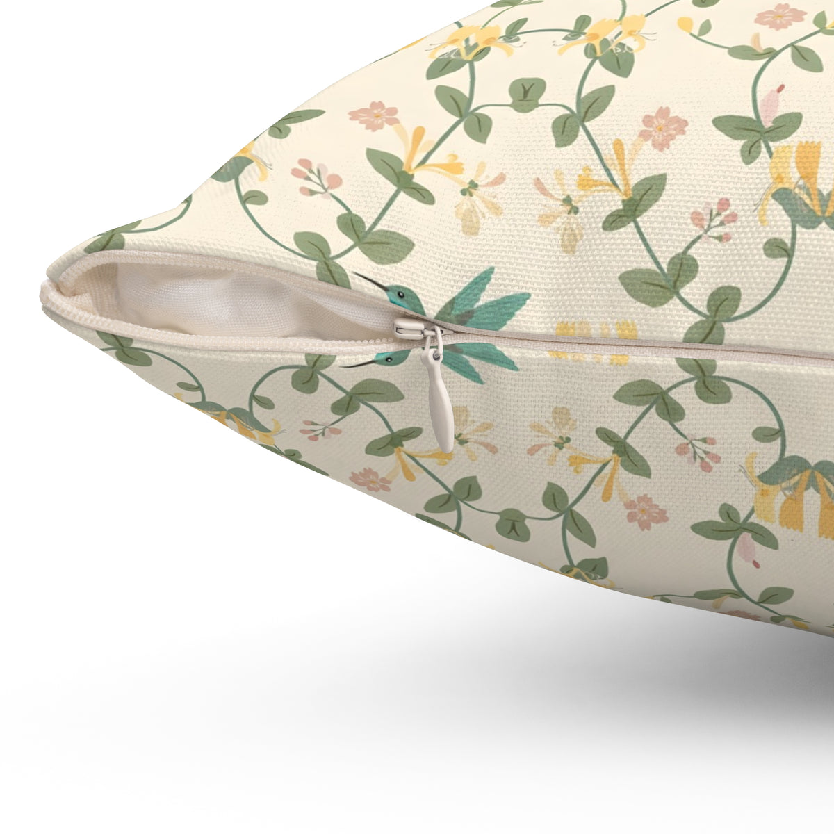 Hummingbirds and Honeysuckle Pattern Throw Pillow
