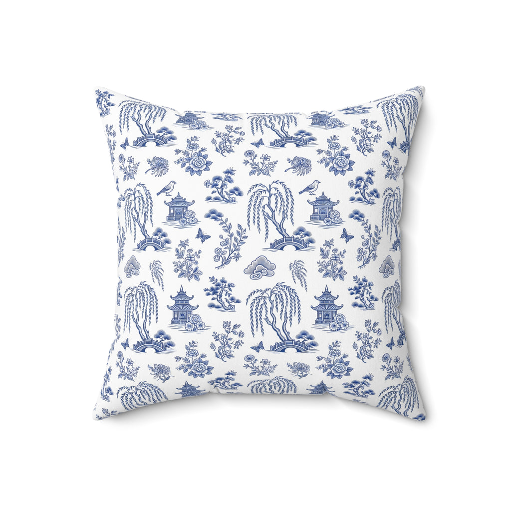 Blue Willow China Pattern Throw Pillow – Style 2