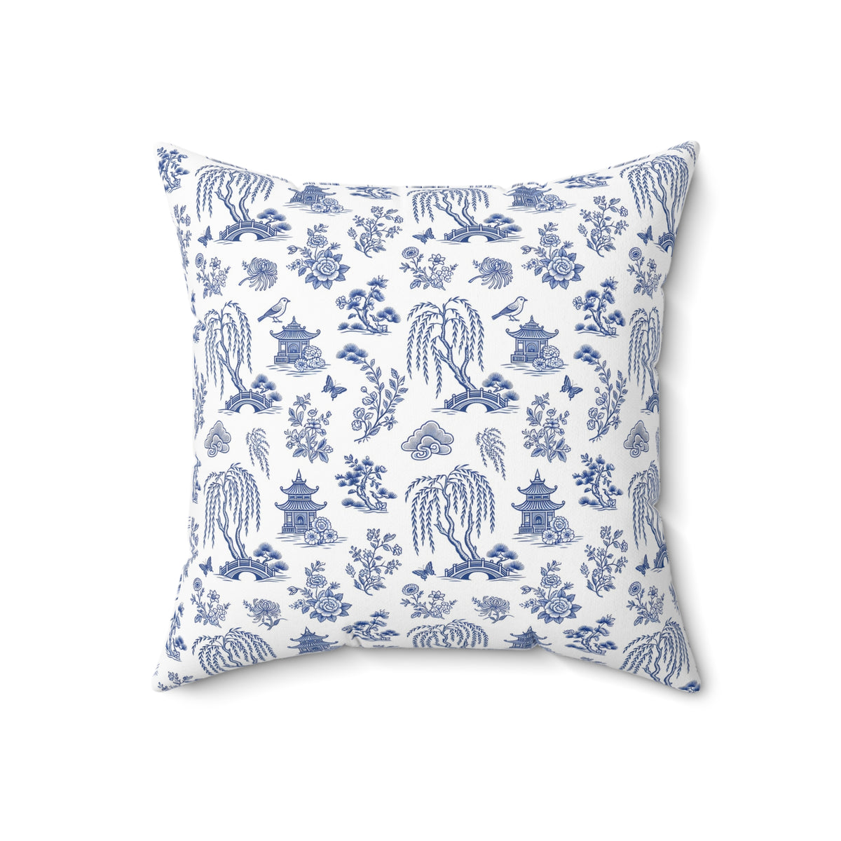 Blue Willow China Pattern Throw Pillow – Style 2