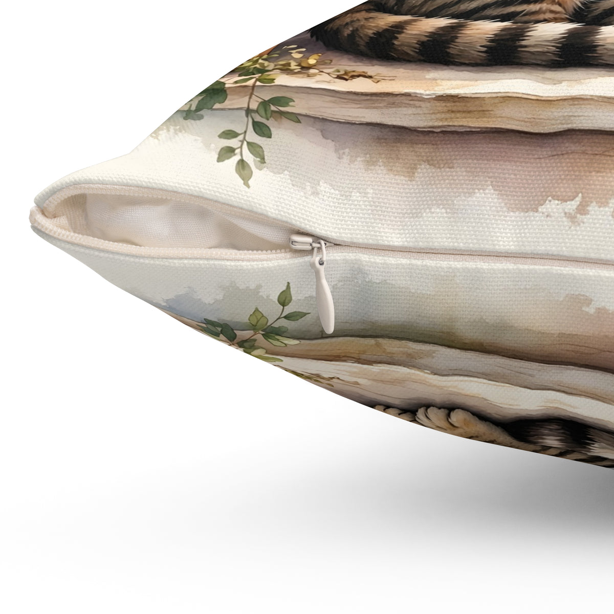 Tabby Cat in the Window Garden Throw Pillow