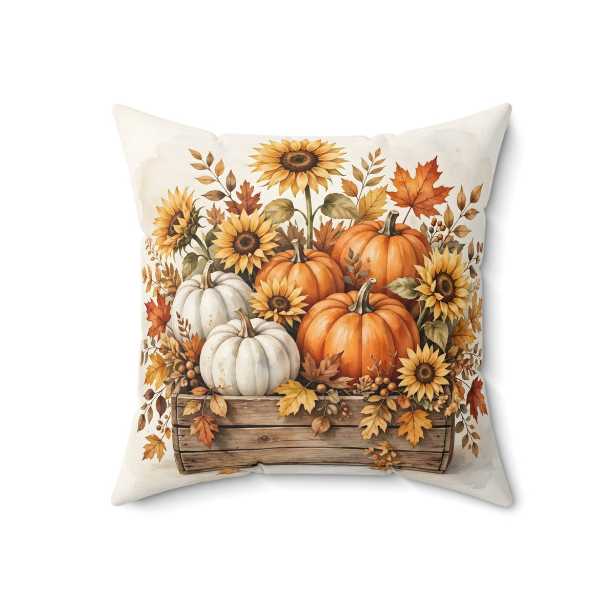 Pumpkins and Sunflowers Harvest Throw Pillow