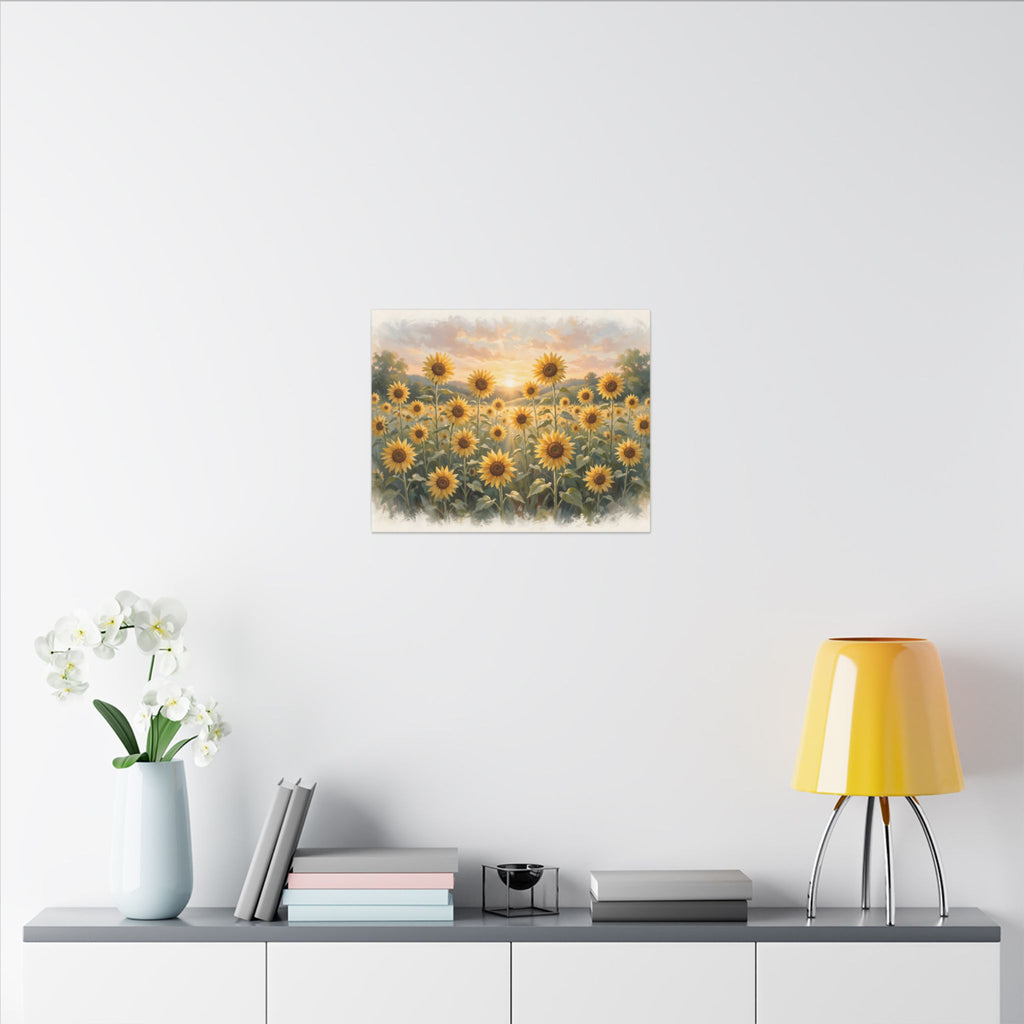 Sunflower Field at Sunset Canvas Wall Art – Style 2