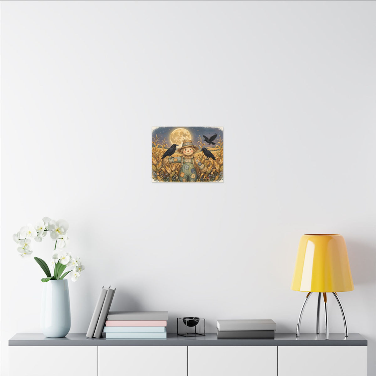 Scarecrow and Crows in the Cornfield Canvas Wall Art