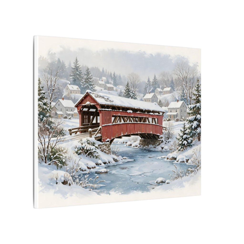 Snowy Covered Bridge Canvas Wall Art – Style 2
