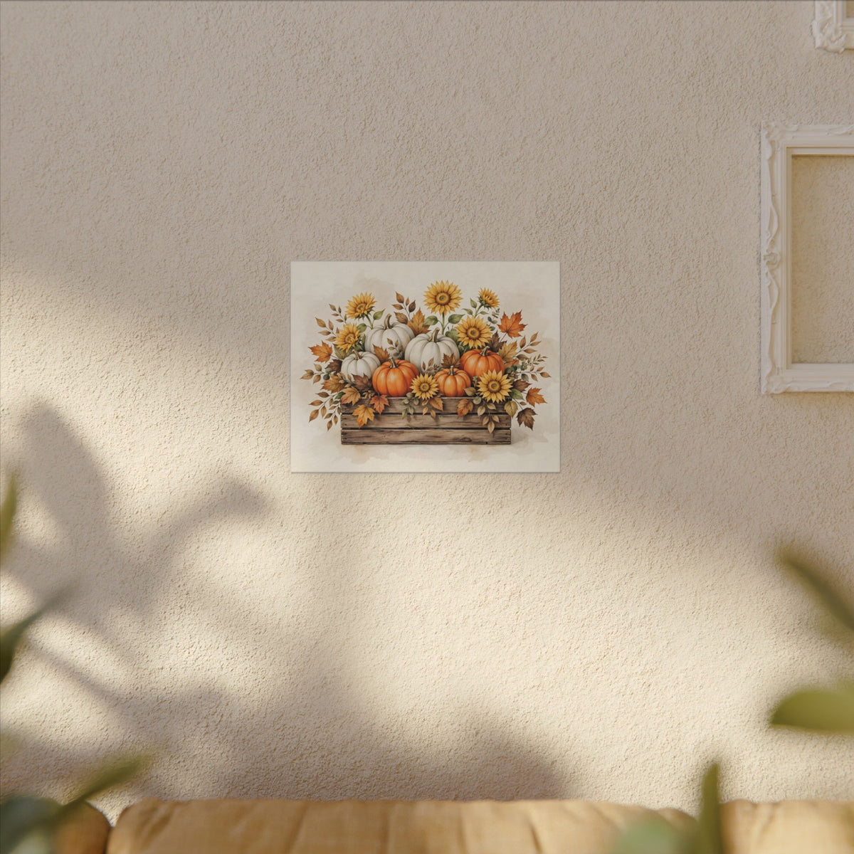 Pumpkins and Sunflowers Harvest Canvas Wall Art – Style 2