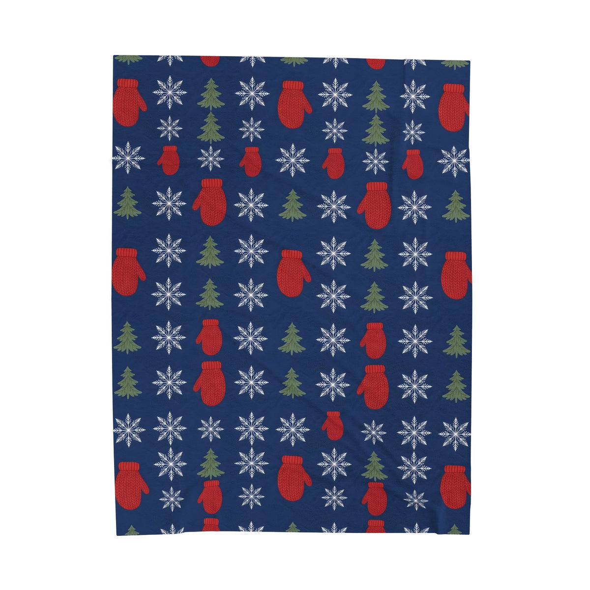 Snowflakes and Mittens Pattern Velveteen Plush Blanket – Style 2