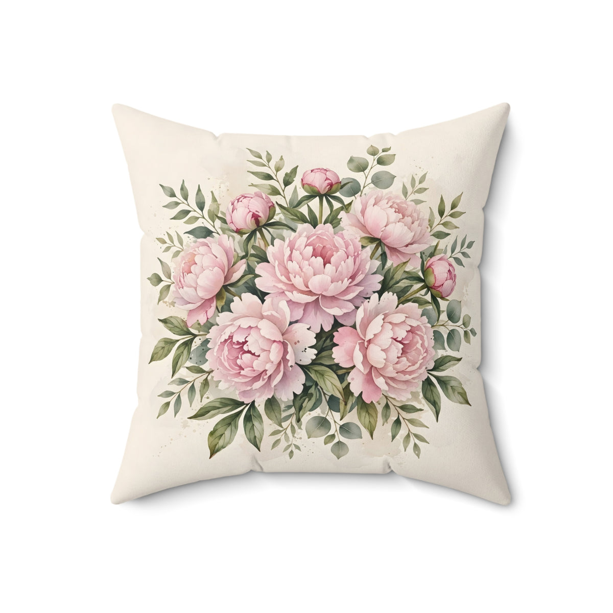 Pink Peonies Watercolor Throw Pillow – Style 2