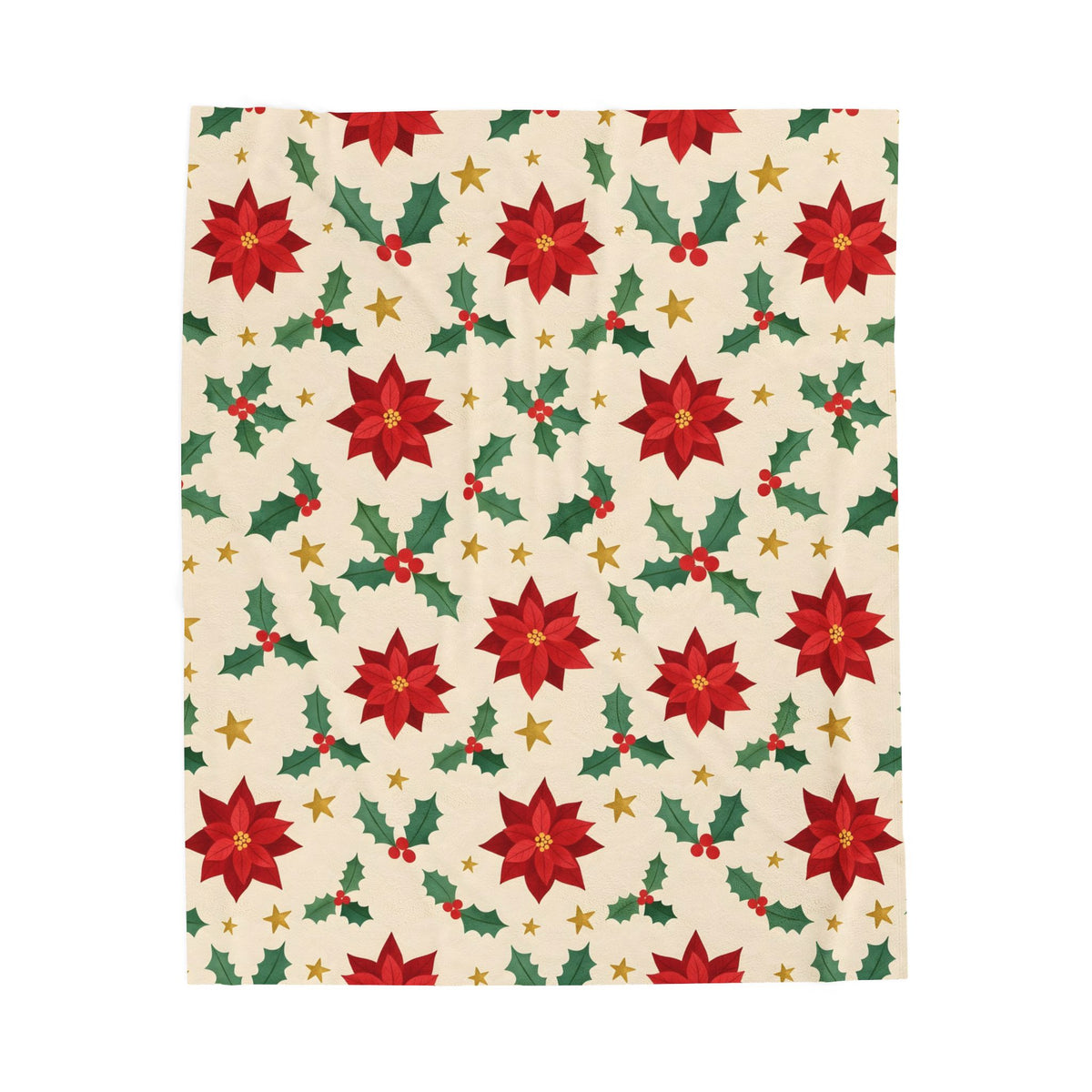 Christmas Poinsettia Pattern Velveteen Plush Blanket – Style 2