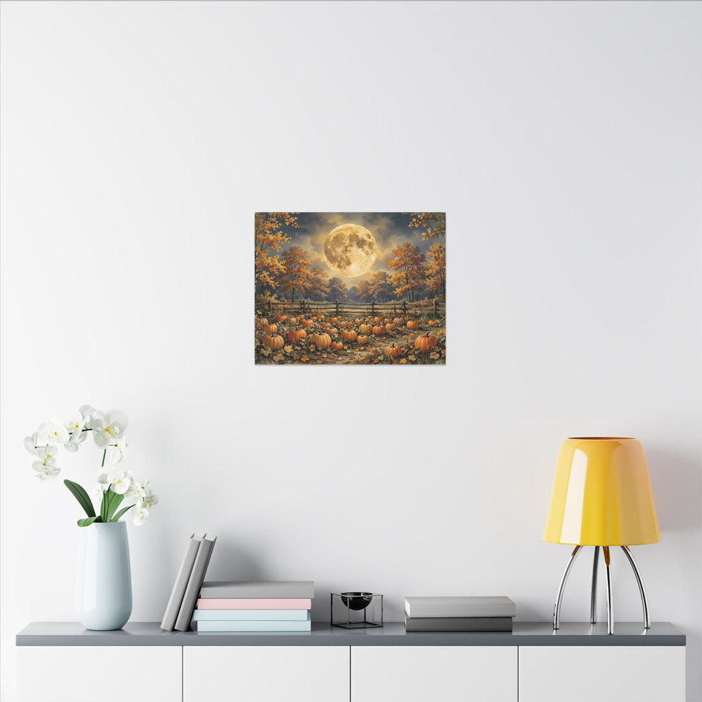 Harvest Moon over the Pumpkin Patch Canvas Wall Art – Style 2