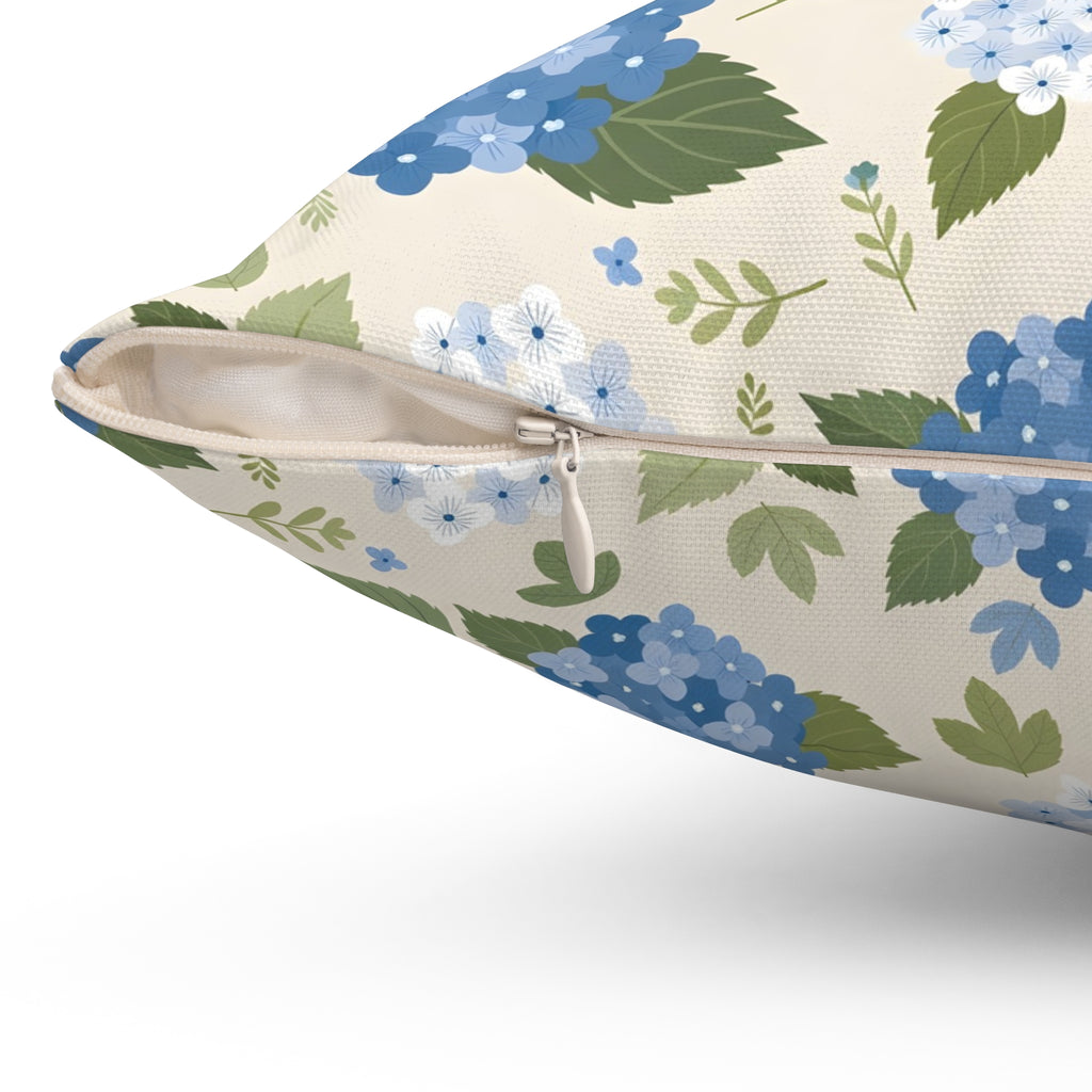 Hydrangea Blue Floral Pattern Throw Pillow – Style 2