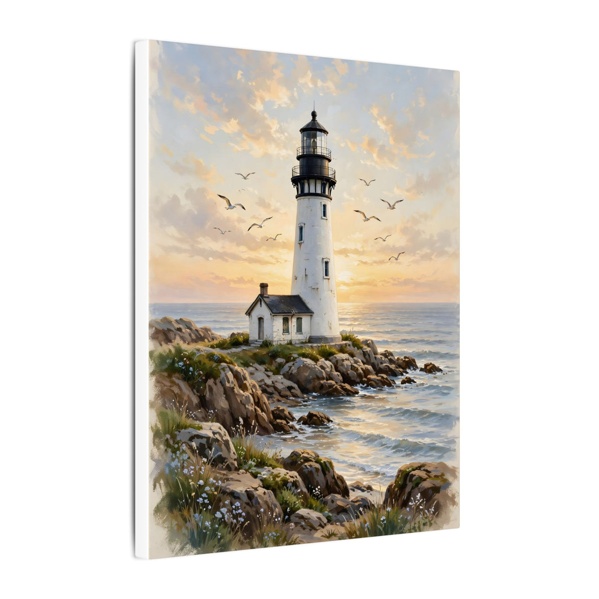 Lighthouse at Golden Hour Canvas Wall Art