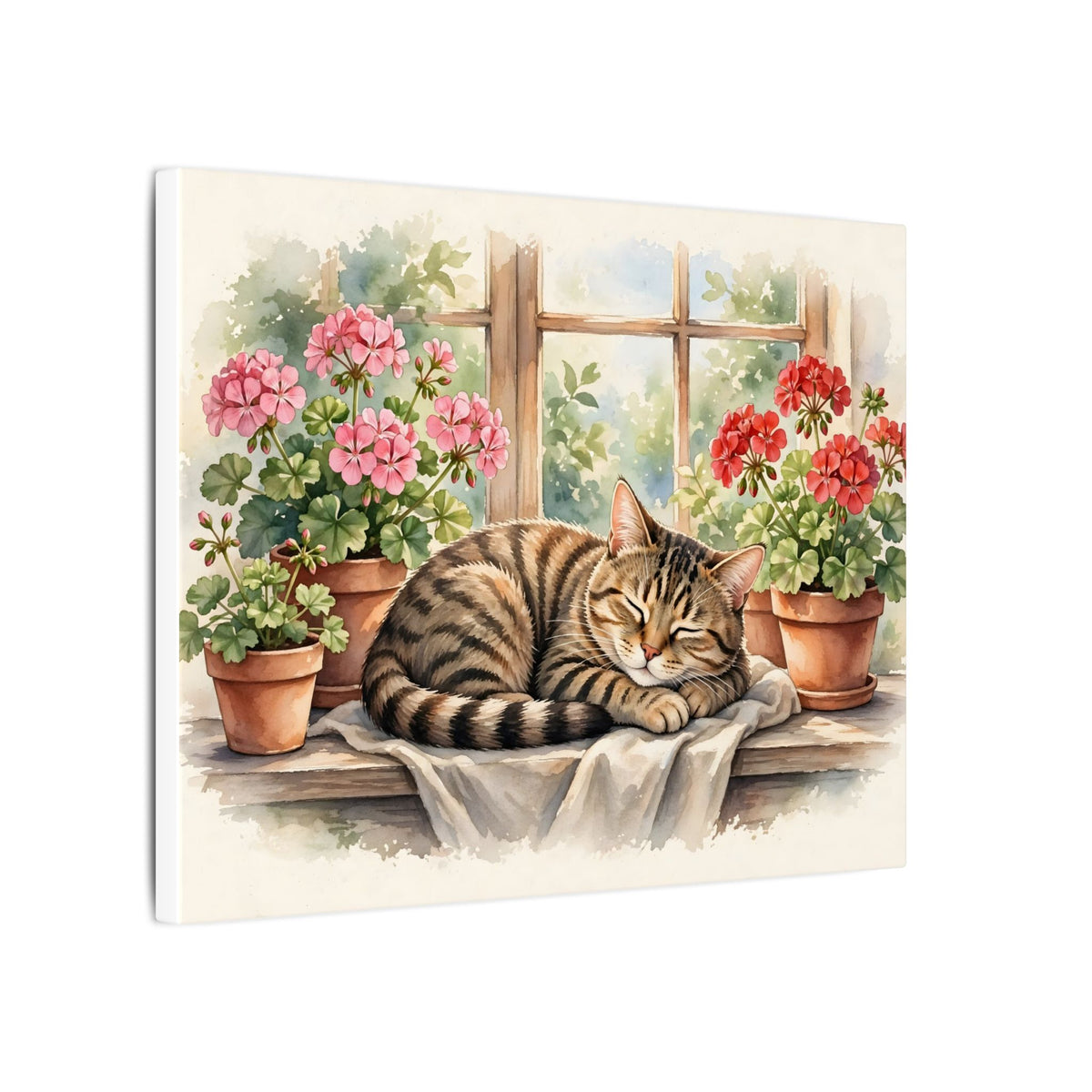 Tabby Cat in the Window Garden Canvas Wall Art