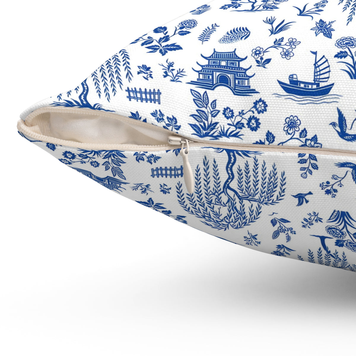 Blue Willow China Pattern Throw Pillow