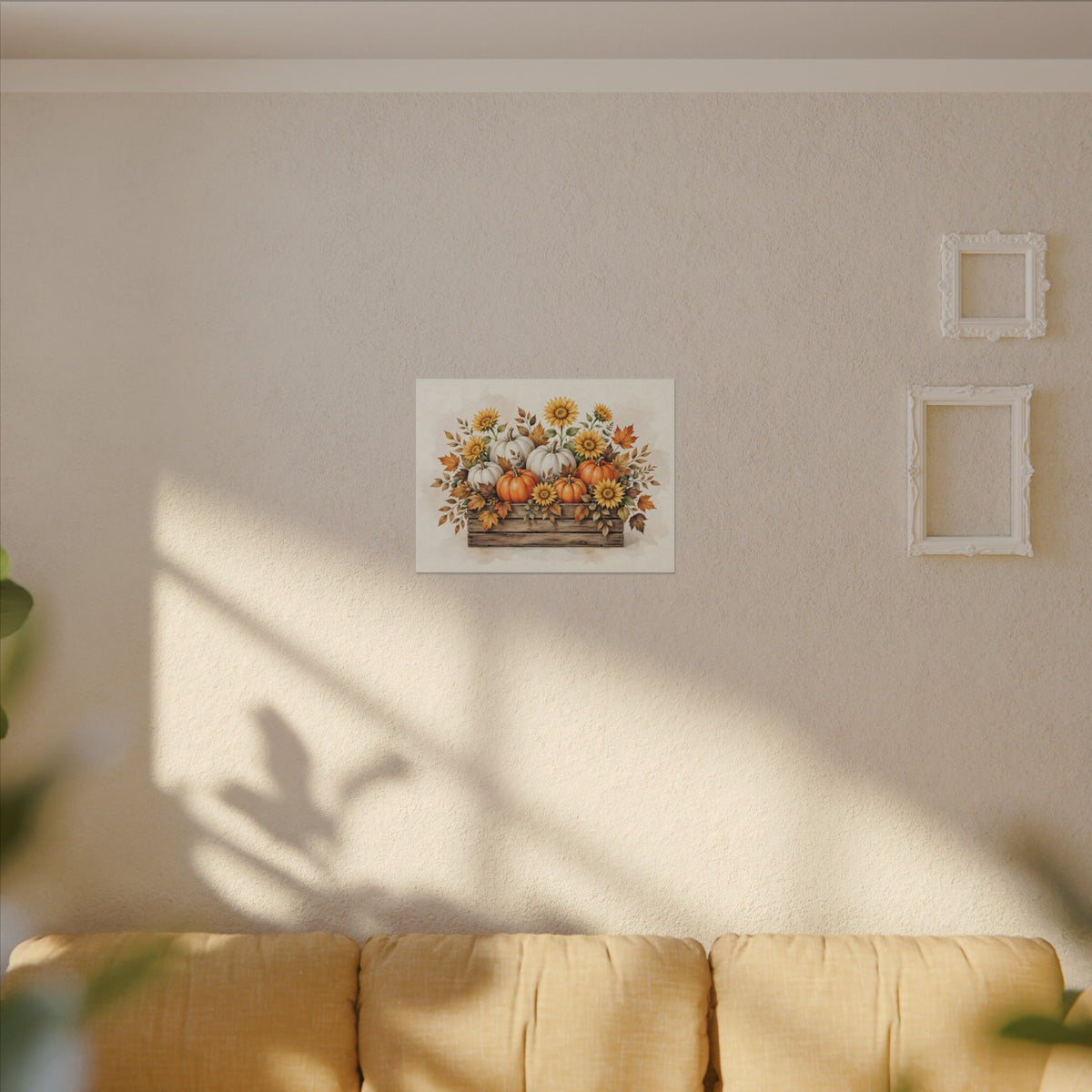 Pumpkins and Sunflowers Harvest Canvas Wall Art – Style 2