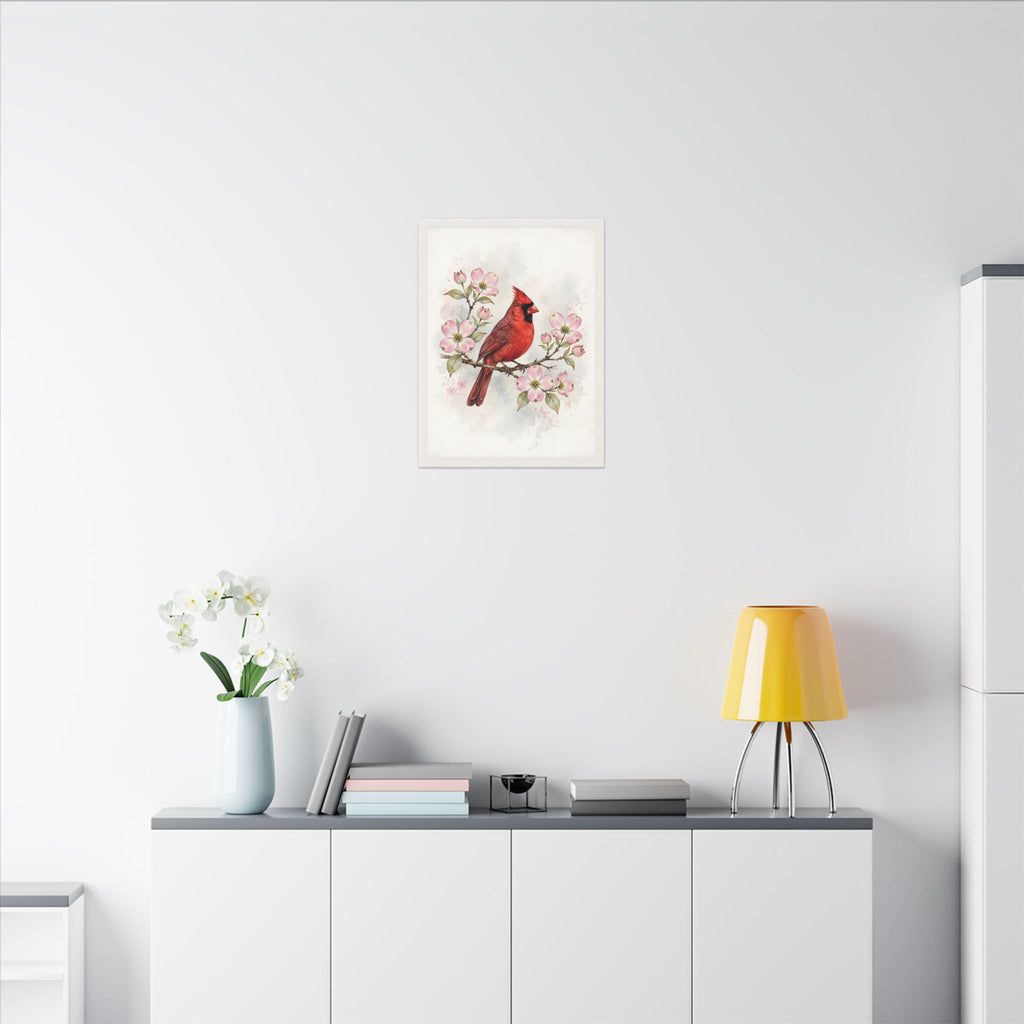 Cardinal on a Spring Branch Canvas Wall Art – Style 2