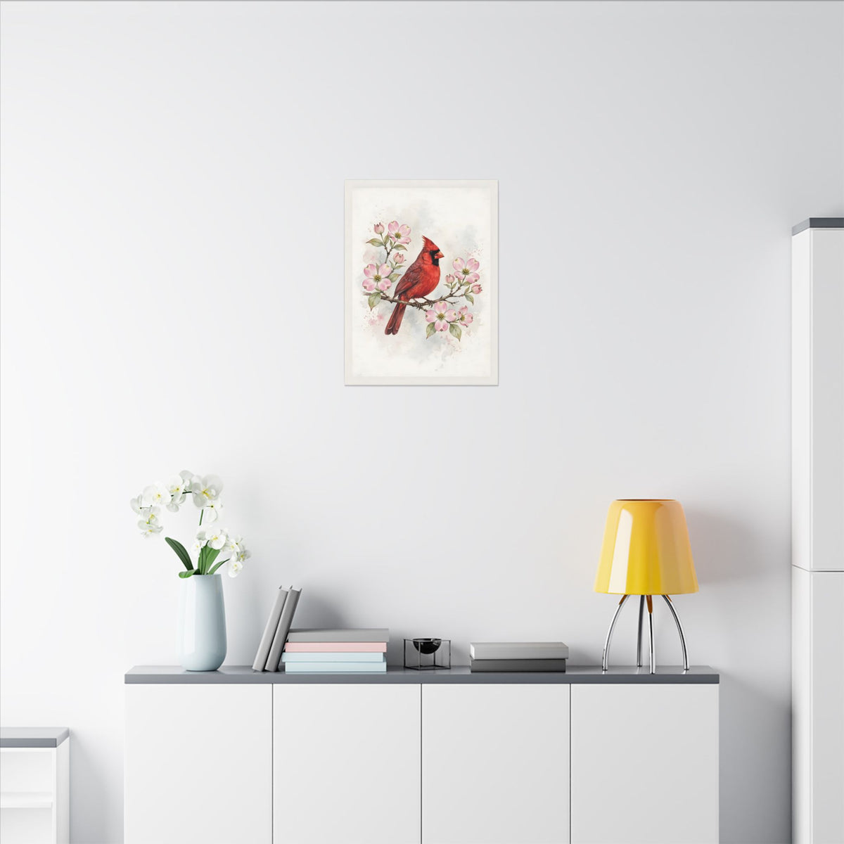Cardinal on a Spring Branch Canvas Wall Art – Style 2