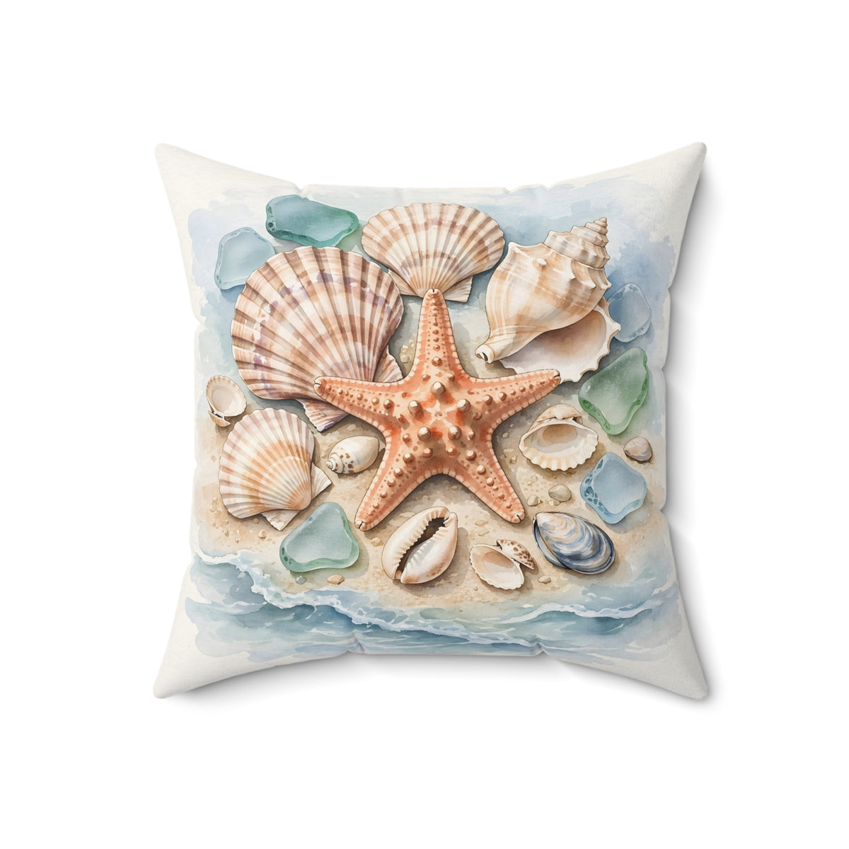 Seashells and Starfish Throw Pillow