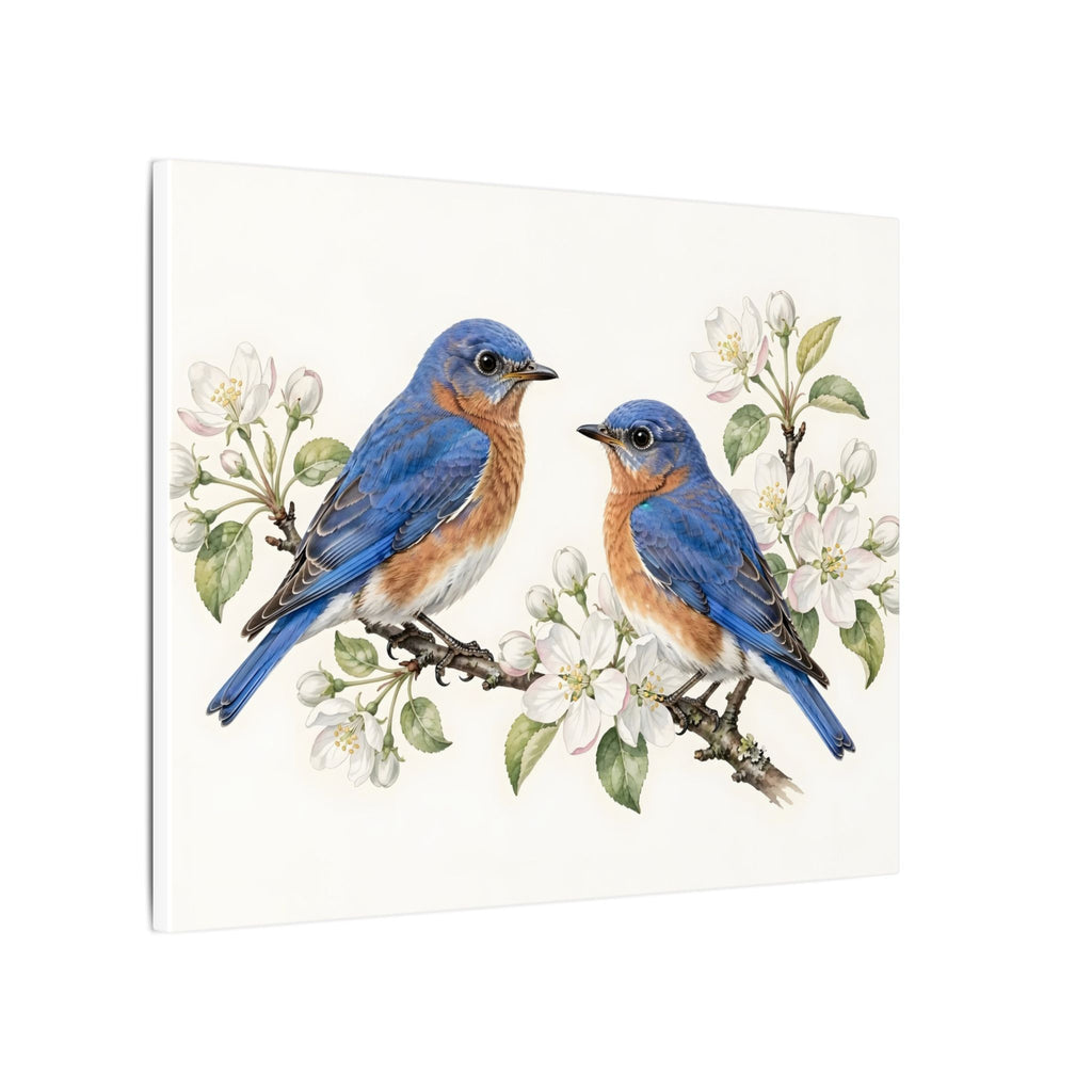 Bluebirds on a Blossom Branch Canvas Wall Art – Style 2