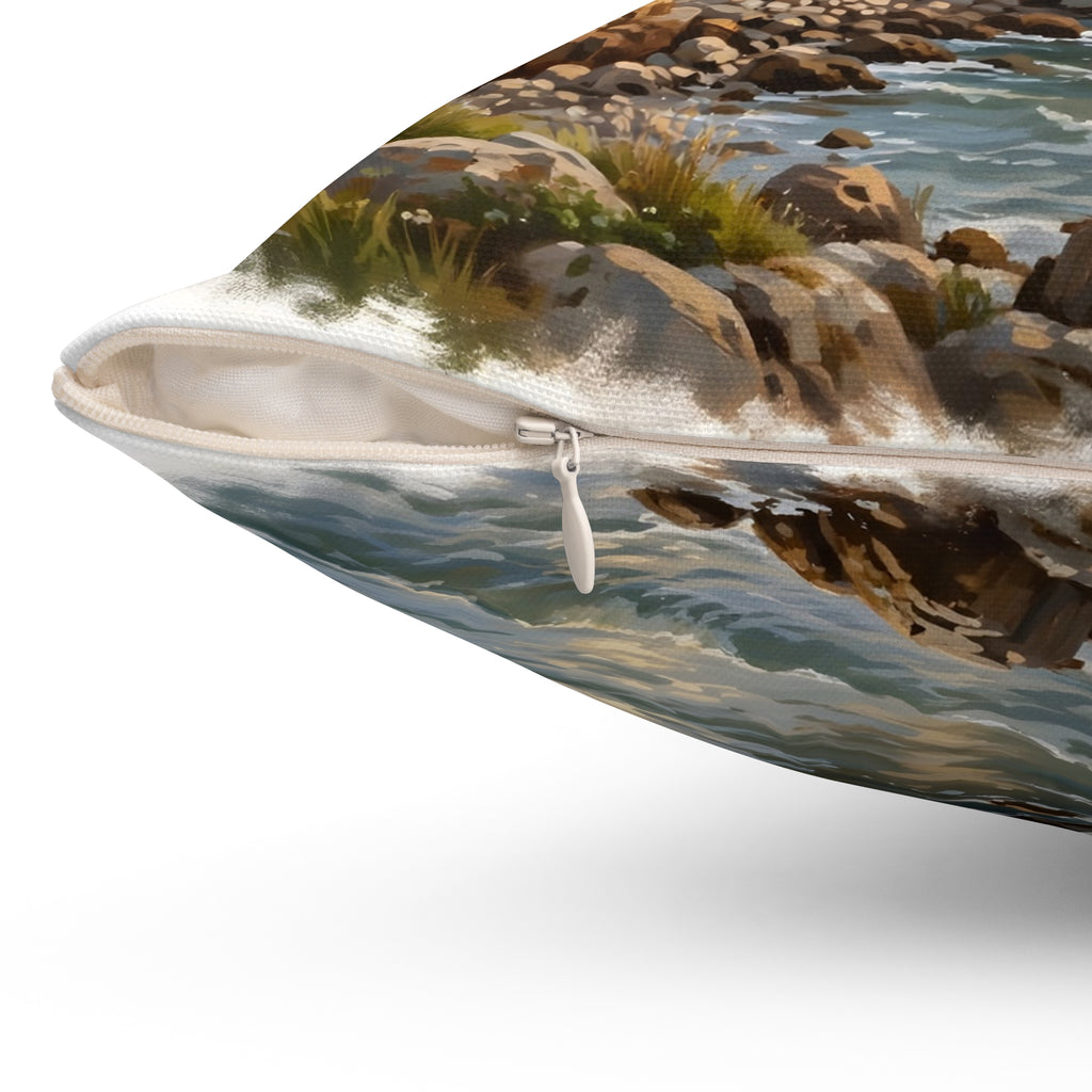Lighthouse at Golden Hour Throw Pillow