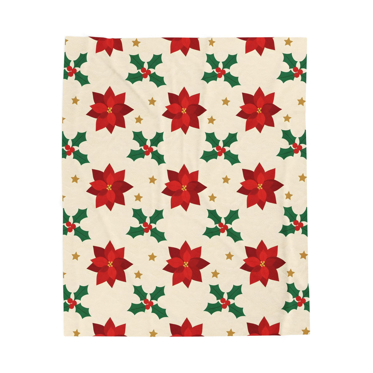 Christmas Poinsettia Pattern Velveteen Plush Blanket