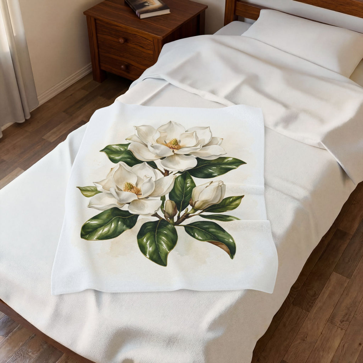 Magnolia Blossoms Velveteen Plush Blanket – Style 2