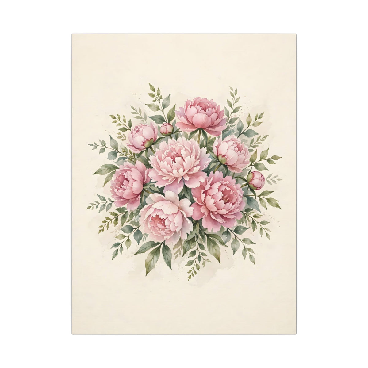 Pink Peonies Watercolor Canvas Wall Art – Style 2