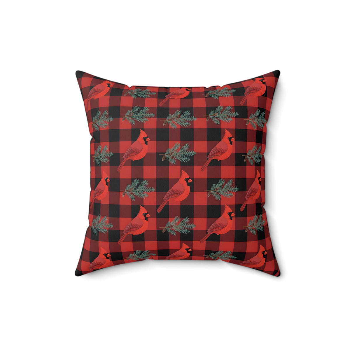 Cardinals and Buffalo Plaid Pattern Throw Pillow – Style 2