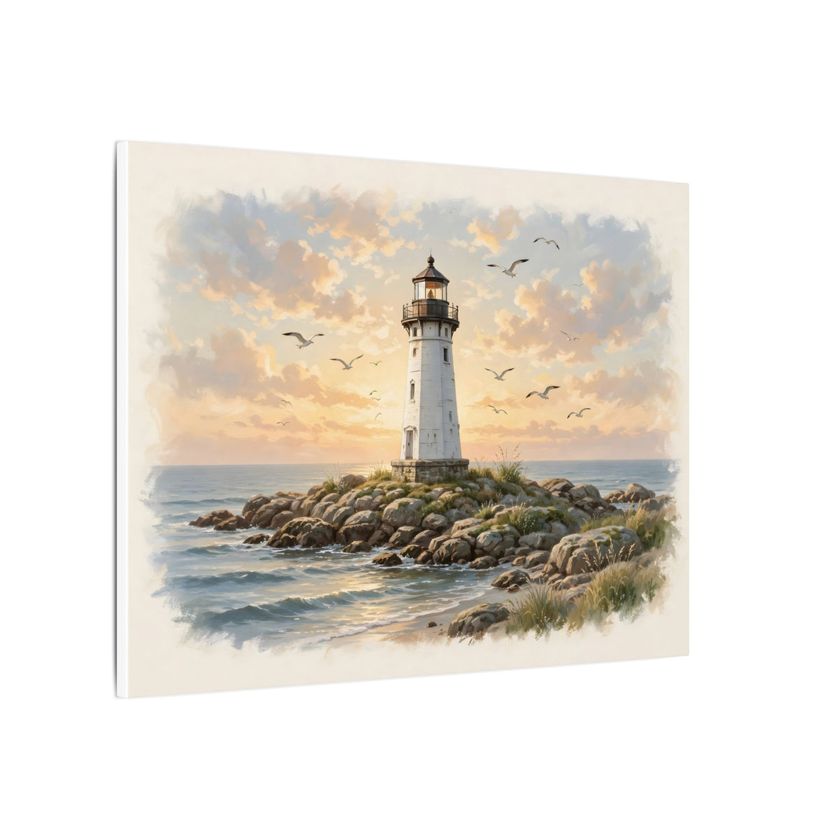 Lighthouse at Golden Hour Canvas Wall Art – Style 2