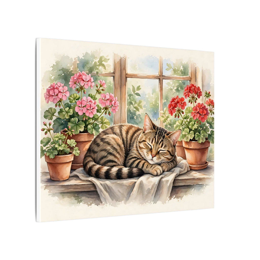 Tabby Cat in the Window Garden Canvas Wall Art