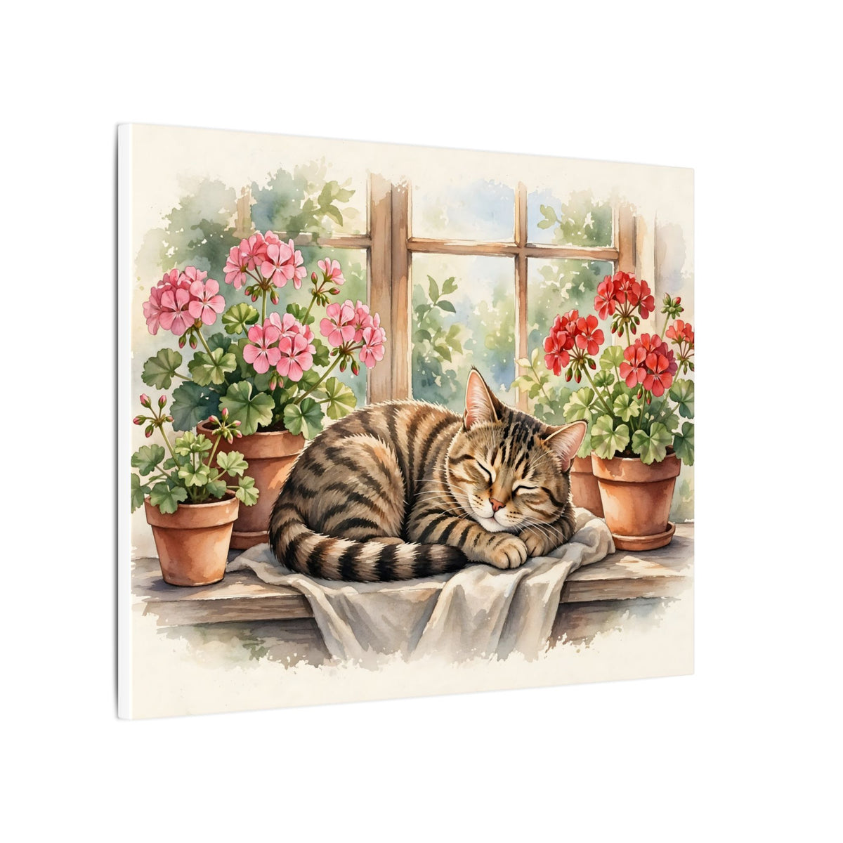 Tabby Cat in the Window Garden Canvas Wall Art
