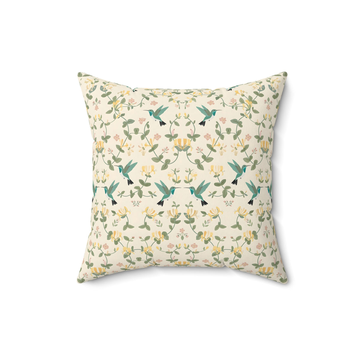 Hummingbirds and Honeysuckle Pattern Throw Pillow
