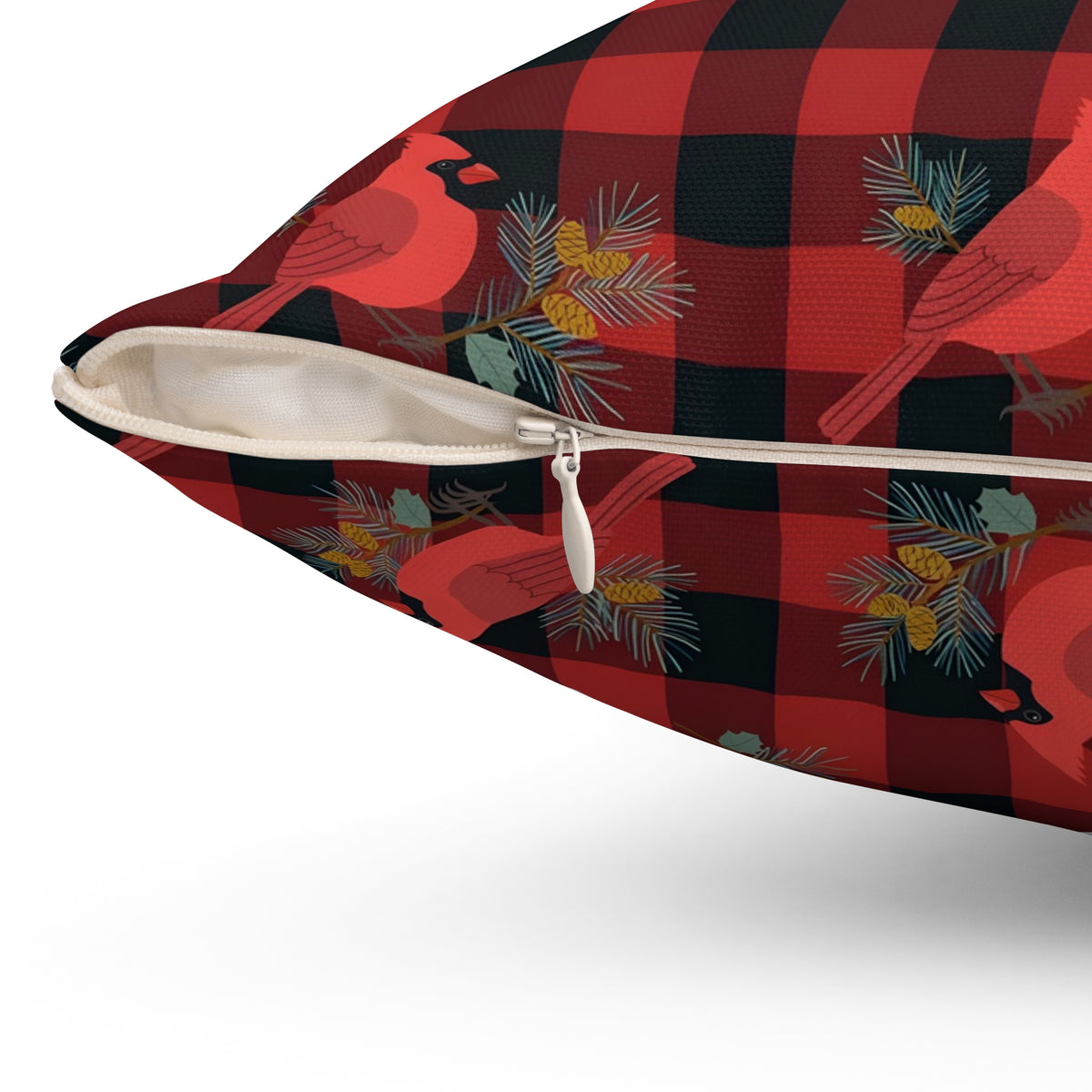 Cardinals and Buffalo Plaid Pattern Throw Pillow