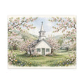 Country Church in Spring Canvas Wall Art