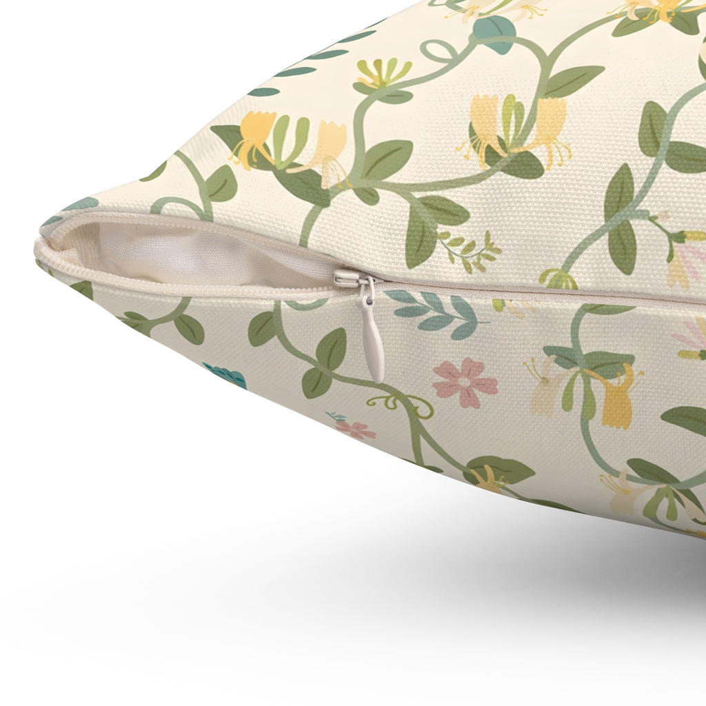 Hummingbirds and Honeysuckle Pattern Throw Pillow – Style 2
