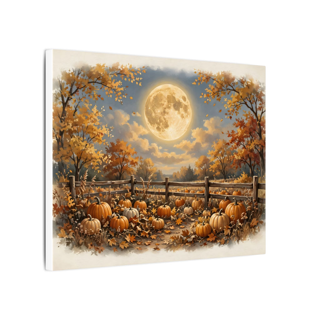 Harvest Moon over the Pumpkin Patch Canvas Wall Art