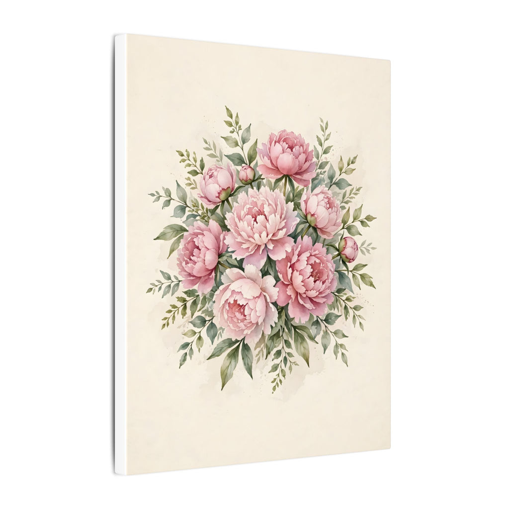 Pink Peonies Watercolor Canvas Wall Art – Style 2