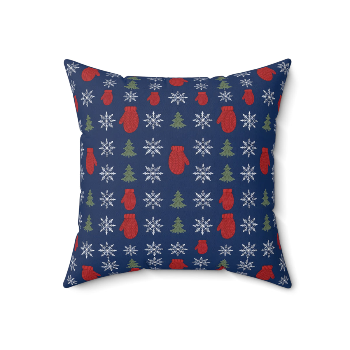 Snowflakes and Mittens Pattern Throw Pillow – Style 2