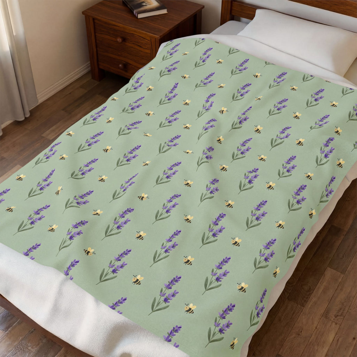 Lavender Sprigs Pattern Velveteen Plush Blanket
