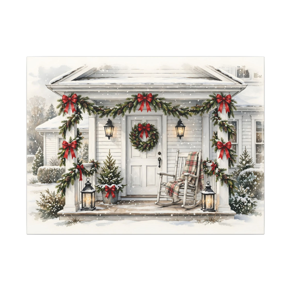 Farmhouse Christmas Porch Canvas Wall Art – Style 2