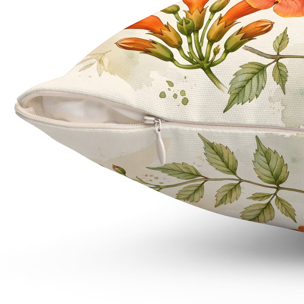 Hummingbird and Trumpet Flowers Throw Pillow